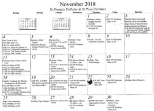Calendar | Saint Paul Catholic Church